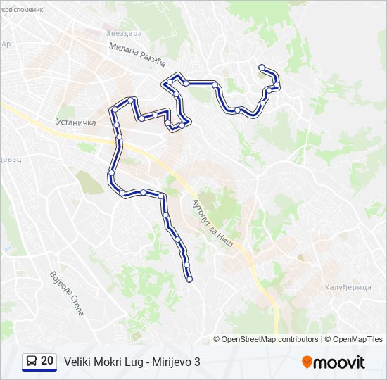 20 autobus mapa linije