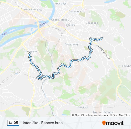 50 autobus mapa linije