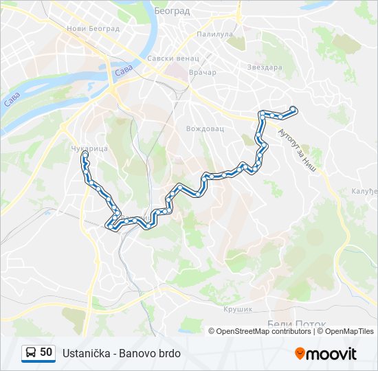 50 autobus mapa linije