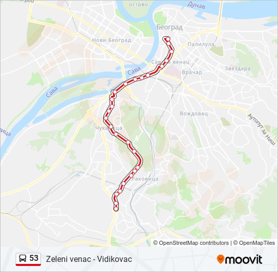 53 autobus mapa linije