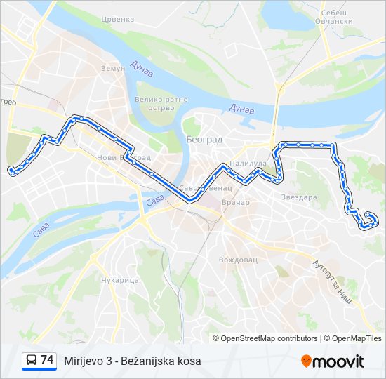 74 autobus mapa linije