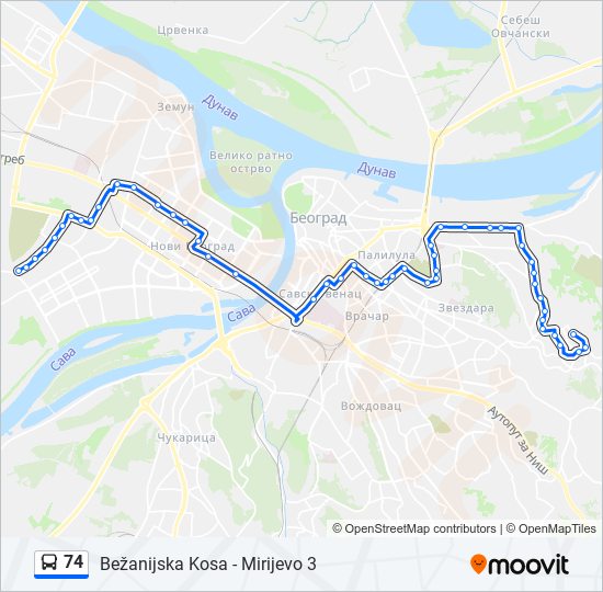 74 autobus mapa linije