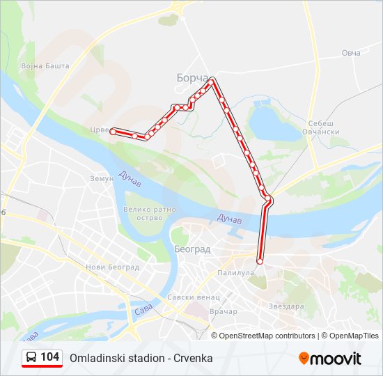 104 bus Line Map