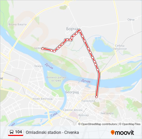 104 bus Line Map