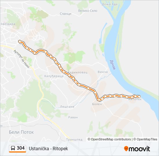 304 bus Line Map