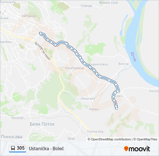 305 autobus mapa linije