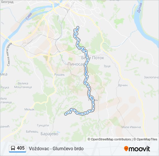 405 autobus mapa linije