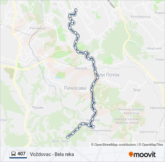 407 bus Line Map