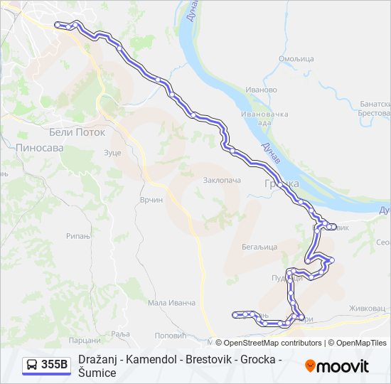 355B autobus mapa linije