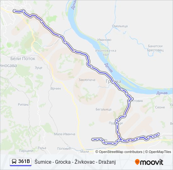 361B autobus mapa linije