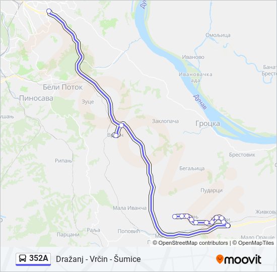 352A autobus mapa linije