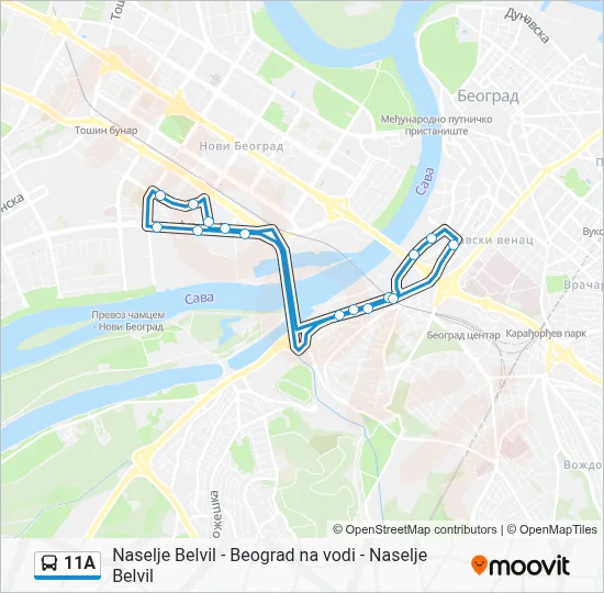 11A Route - Naselje Belvil - Beograd na vodi - Naselje Belvil ...