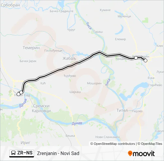 ZR–NS autobus mapa linije
