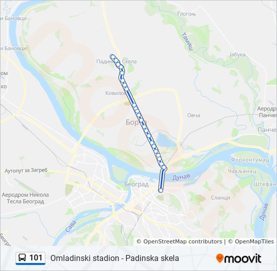 101 Route Schedules Stops Maps Padinska Skela Updated 