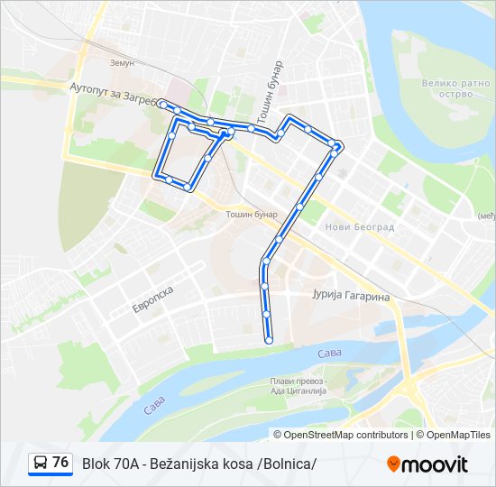 76 autobus mapa linije