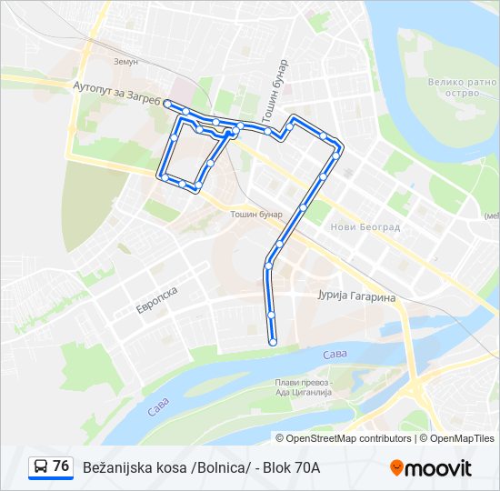 76 autobus mapa linije