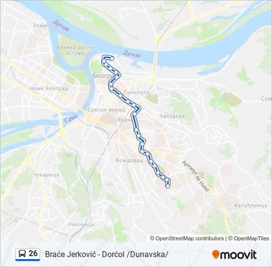 26 autobus mapa linije