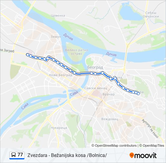 77 autobus mapa linije