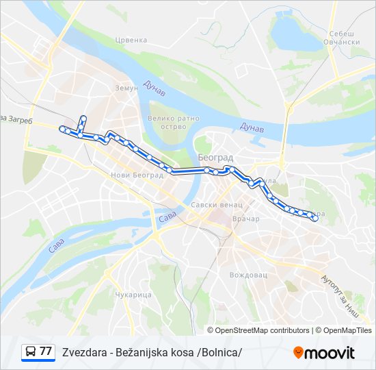 77 autobus mapa linije