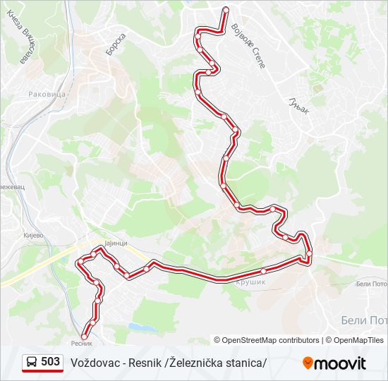 503 bus Line Map