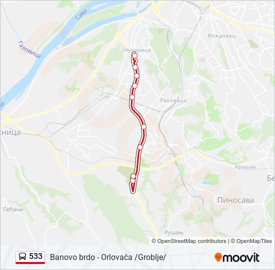 533 bus Line Map