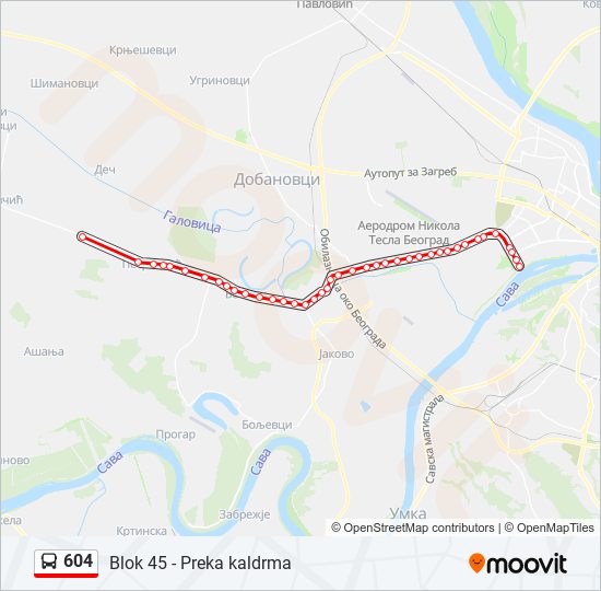 604 bus Line Map