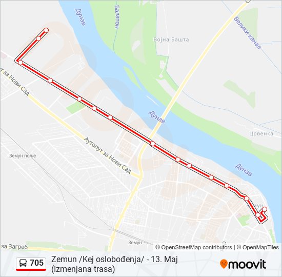 705 autobus mapa linije