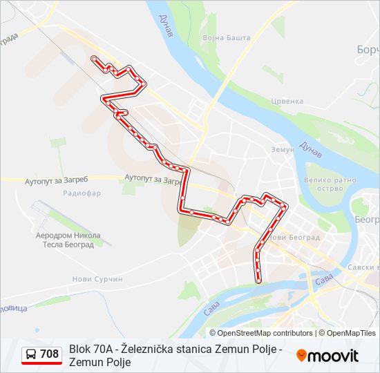 708 bus Line Map