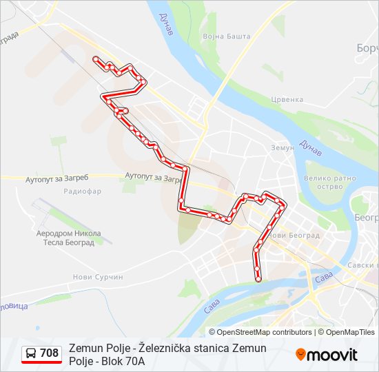 708 bus Line Map