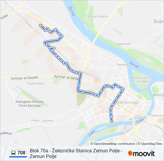 708 bus Line Map