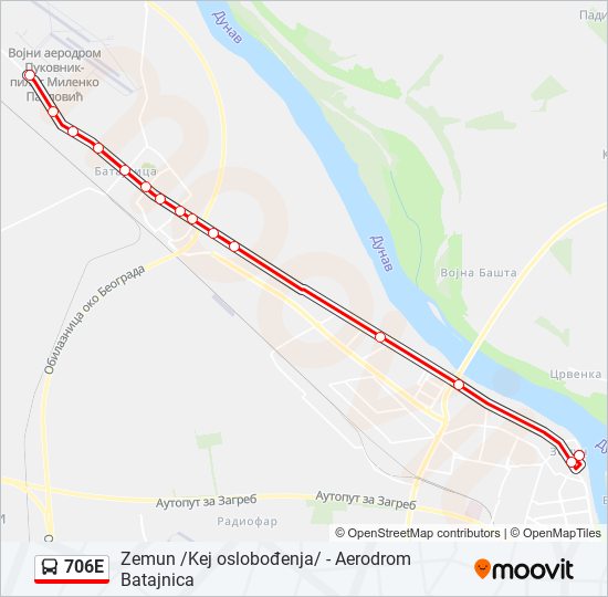 706E autobus mapa linije