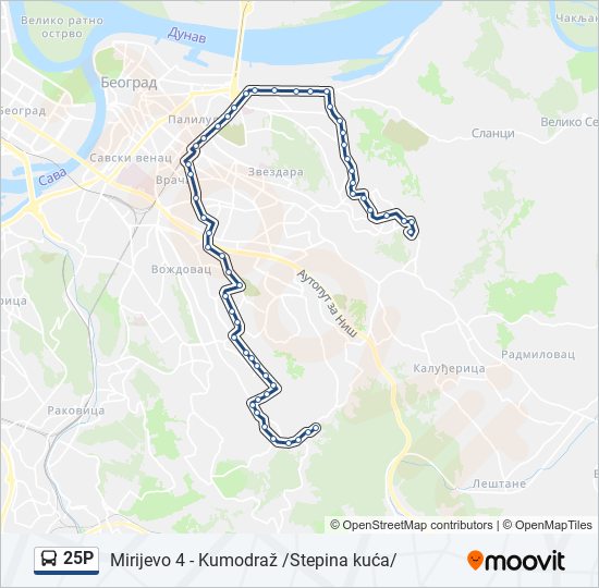 25P autobus mapa linije