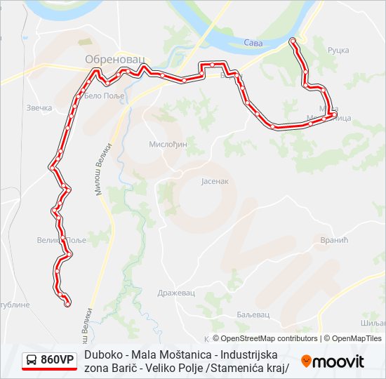 860VP autobus mapa linije