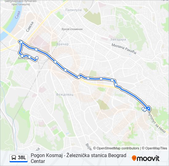 38L autobus mapa linije