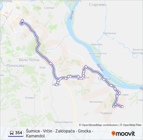 354 autobus mapa linije