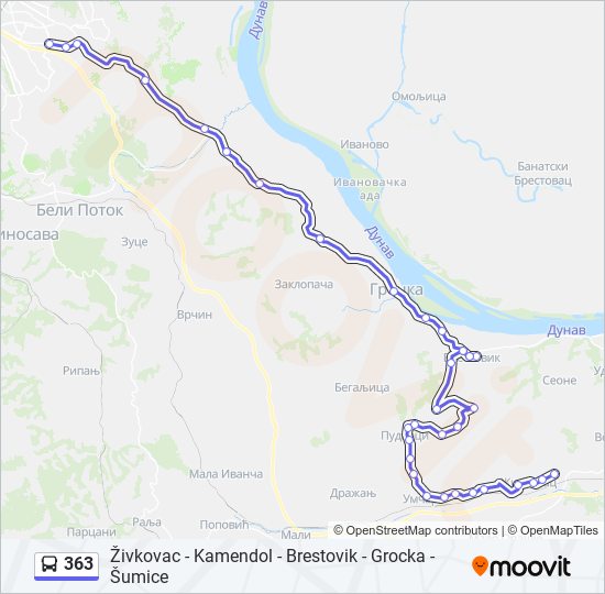 363 bus Line Map