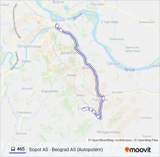 465 bus Line Map