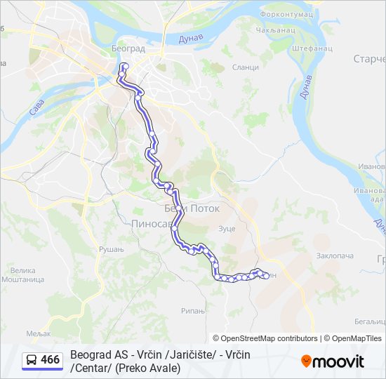 466 bus Line Map