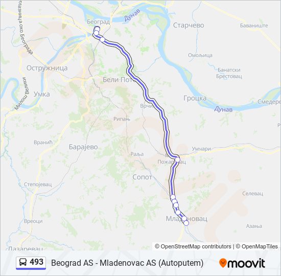 493 bus Line Map