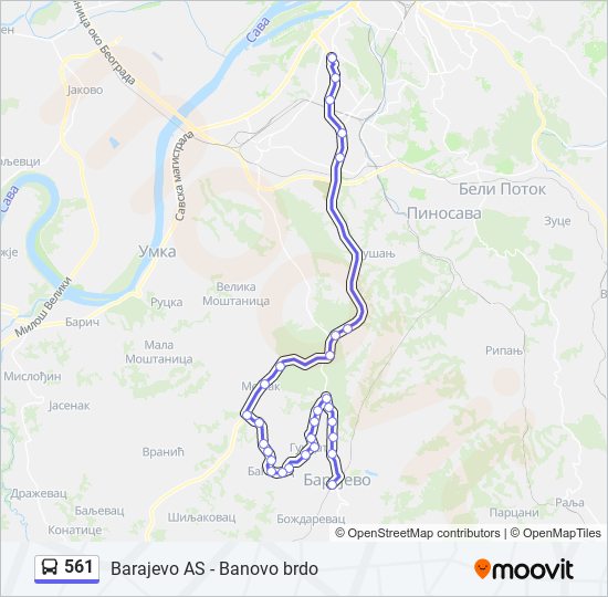 561 bus Line Map