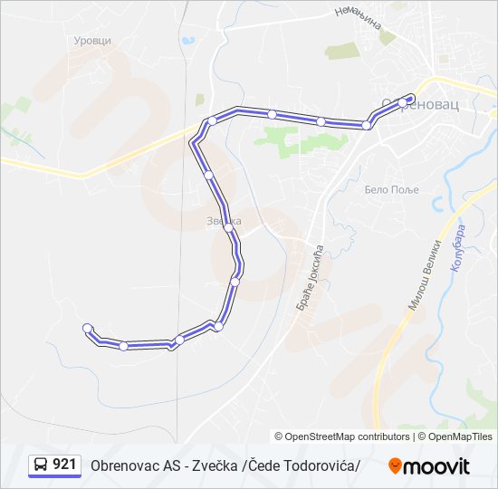 921 autobus mapa linije