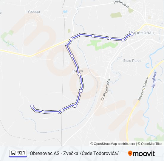 921 bus Line Map