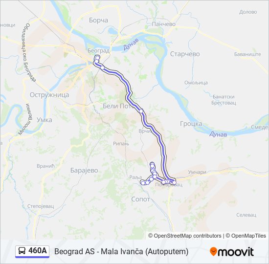 460A bus Line Map