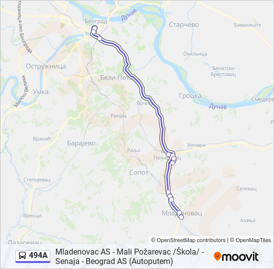 494A autobus mapa linije