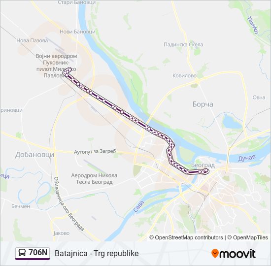 706N bus Line Map