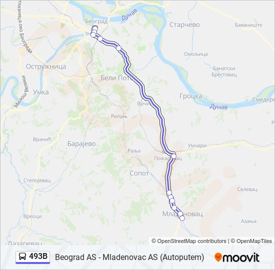 493B bus Line Map