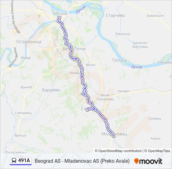 491A autobus mapa linije