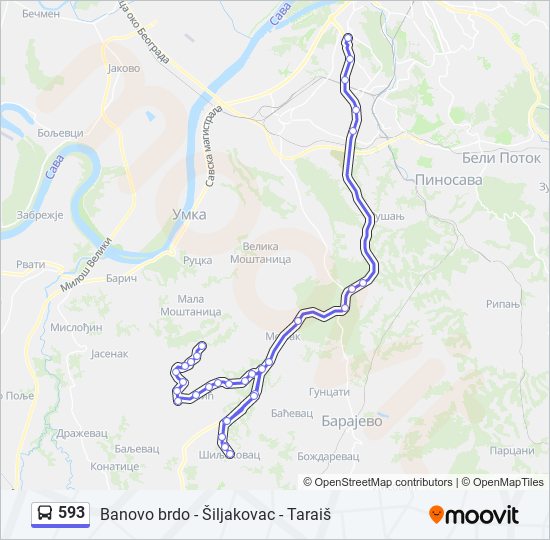 593 bus Line Map