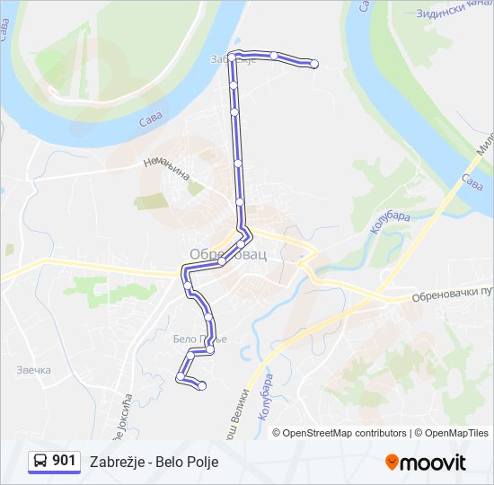 901 bus Line Map