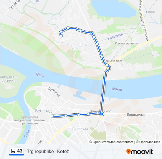 43 autobus mapa linije